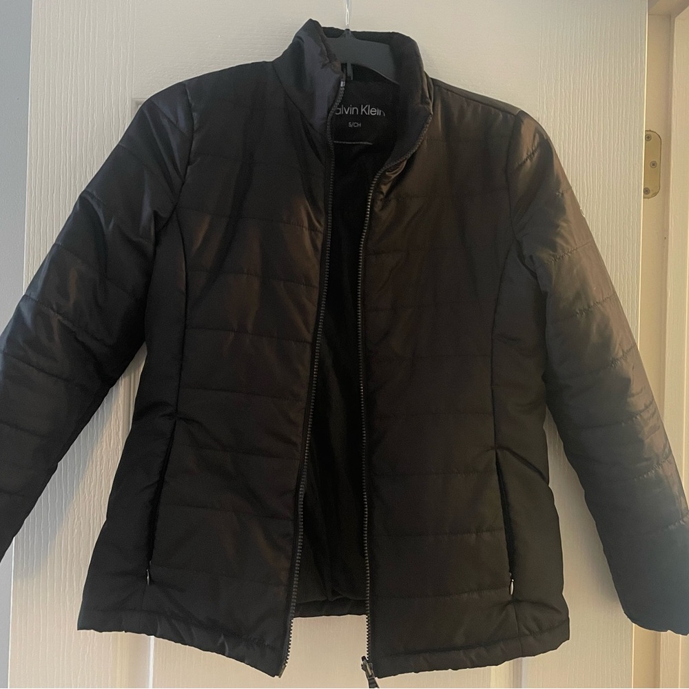 Black Calvin Klein puffer coat
